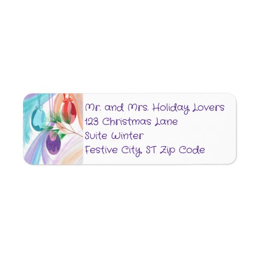 Christmas Balls Custom Address Labels ラベル (正面)