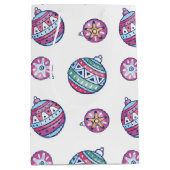 Christmas Balls – Red, Green, Blue & Pink ミディアムペーパーバッグ (正面)