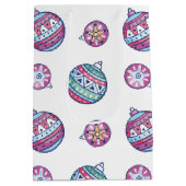 Christmas Balls – Red, Green, Blue & Pink ミディアムペーパーバッグ (裏面)