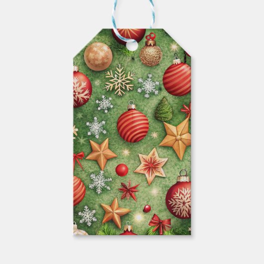 CHRISTMAS BALLS STARS SNOWFLAKES ギフトタグ (正面)