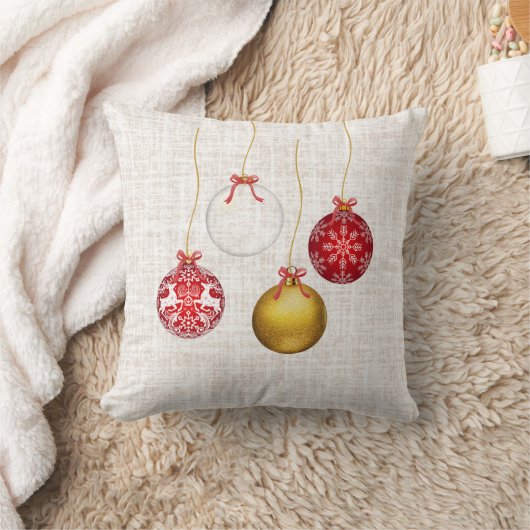 Christmas Balls Throw Pillows クッション (ブランケット)