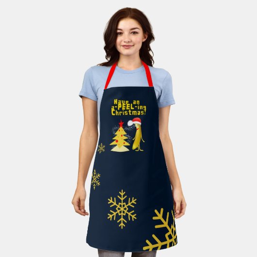 Christmas banana エプロン (着用した状態)