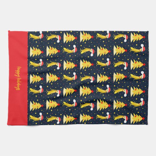 Christmas banana pattern キッチンタオル (横)