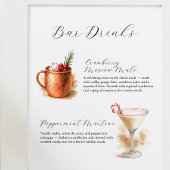 Christmas Bar Signs | Watercolor Cocktails ポスター