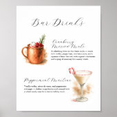 Christmas Bar Signs | Watercolor Cocktails ポスター (正面)