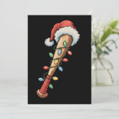 Christmas Baseball Bat Santa Hat Xmas Lights Retro シーズンカード (スタンド正面)