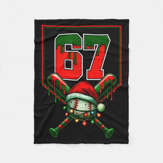 Christmas Baseball Drip Number 67 Player Or 67th B フリースブランケット (正面)