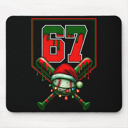 Christmas Baseball Drip Number 67 Player Or 67th B マウスパッド (正面)