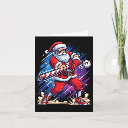 Christmas Baseball Funny Santa Game Day Xmas Boys  カード (正面)