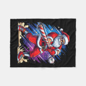 Christmas Baseball Funny Santa Game Day Xmas Boys  フリースブランケット (正面(横))