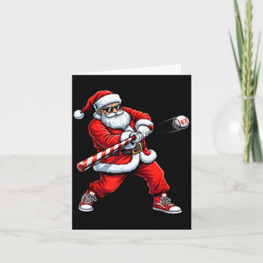 Christmas Baseball Player Santa Funny Xmas Boys Me カード (正面)