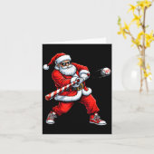 Christmas Baseball Player Santa Funny Xmas Boys Me カード (黄色い花)