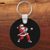 Christmas Baseball Player Santa Funny Xmas Boys Me キーホルダー (正面)