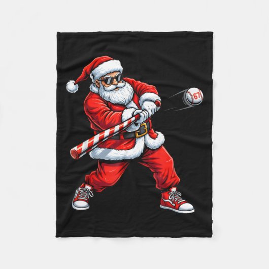 Christmas Baseball Player Santa Funny Xmas Boys Me フリースブランケット (正面)