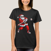 Christmas Baseball Player Santa Funny Xmas Boys Me Tシャツ (正面)