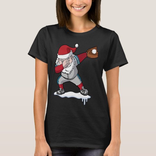 Christmas Baseball Santa Claus Quarterback Boys Ki Tシャツ (正面)