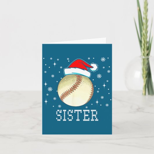 Christmas Baseball Sister Xmas Santa Hat Kids Boys カード (正面)