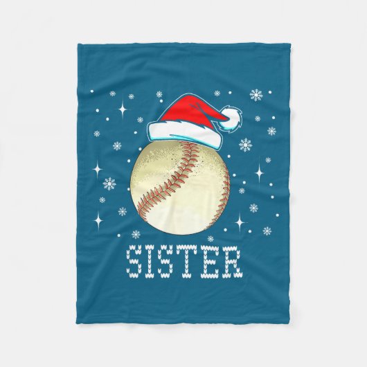 Christmas Baseball Sister Xmas Santa Hat Kids Boys フリースブランケット (正面)
