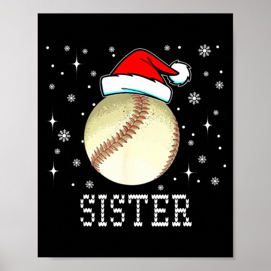 Christmas Baseball Sister Xmas Santa Hat Kids Boys ポスター (正面)