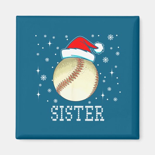 Christmas Baseball Sister Xmas Santa Hat Kids Boys マグネット (正面)