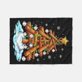Christmas Baseball Tree Lights Xmas  フリースブランケット (正面(横))