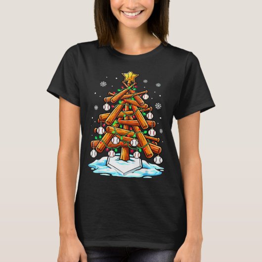 Christmas Baseball Tree Lights Xmas  Tシャツ (正面)
