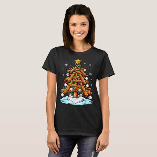 Christmas Baseball Tree Lights Xmas  Tシャツ (正面フル)