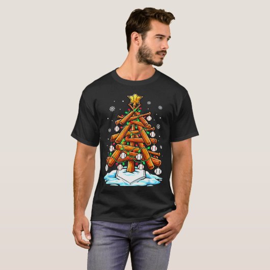 Christmas Baseball Tree Lights Xmas  Tシャツ (正面フル)