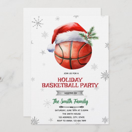 Christmas basketball party invitation 招待状 (正面/裏面)