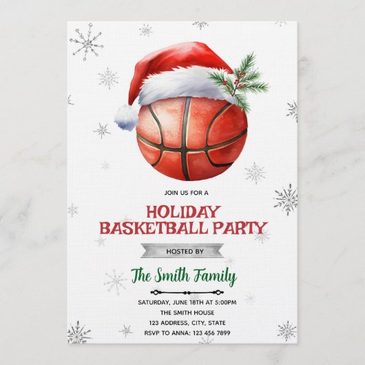 Christmas basketball party invitation 招待状 (正面)