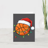 Christmas Basketball Santa Hat Wrapped In Lights H カード (正面)