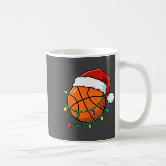 Christmas Basketball Santa Hat Wrapped In Lights H コーヒーマグカップ (右)