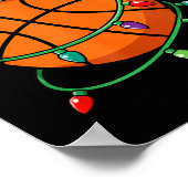 Christmas Basketball Santa Hat Wrapped In Lights H ポスター (角)