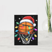 Christmas Basketball Santa Hat Xmas Light Basketba カード (正面)