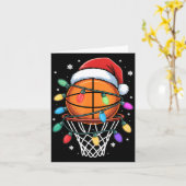 Christmas Basketball Santa Hat Xmas Light Basketba カード (黄色い花)