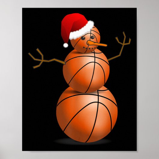 Christmas Basketball Shirt - Basketball Snowman  ポスター (正面)