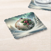 Christmas Bauble Coasters Different Shapes Gift ペーパーコースター (アングル)