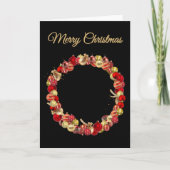 Christmas Bauble wreath with greeting black blank カード (正面)