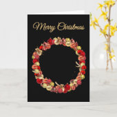 Christmas Bauble wreath with greeting black blank カード (黄色い花)