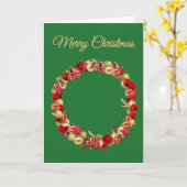 Christmas Bauble wreath with greeting green blank カード (黄色い花)