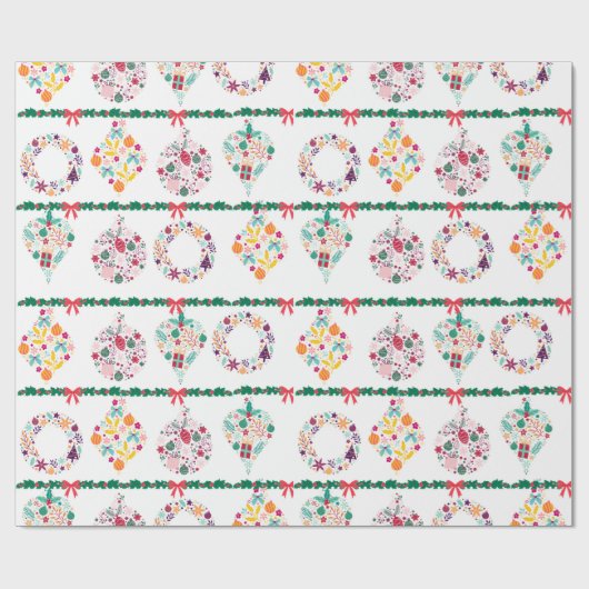 Christmas Baubles and Garland  ラッピングペーパー (フラット)