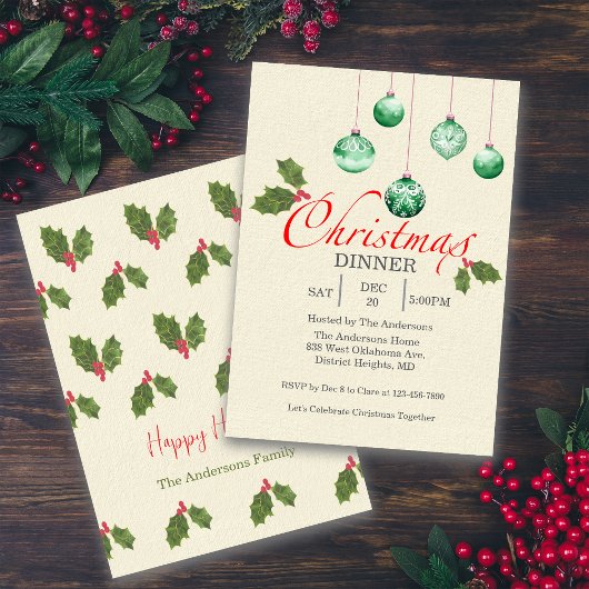 Christmas Baubles Customize Party Invitation 招待状