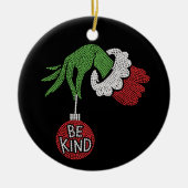 Christmas Be Kind Jingle Ball Rhinestone Bling セラミックオーナメント (正面)