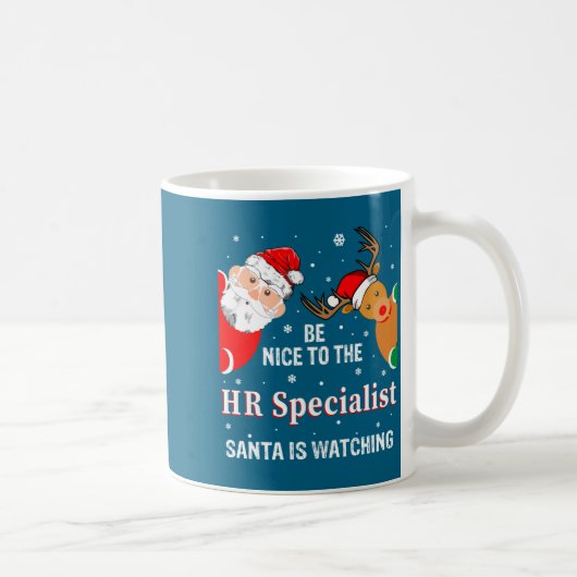 Christmas Be Nice To The Hr Specialist Santa Long コーヒーマグカップ (右)