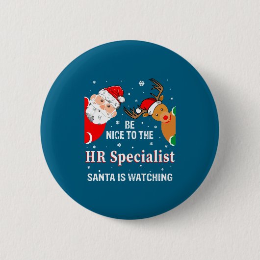 Christmas Be Nice To The Hr Specialist Santa Long  缶バッジ (正面)