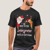 Christmas Be Nice To The Interpreter Santa Long Sl Tシャツ (正面)