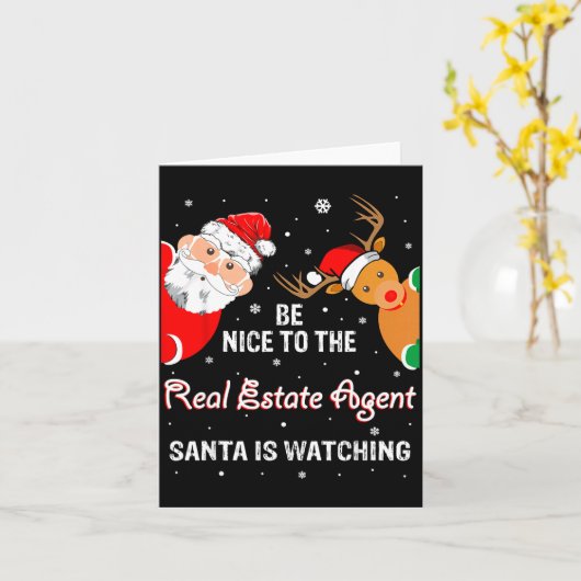 Christmas Be Nice To The Real Estate Agent Santa カード (黄色い花)