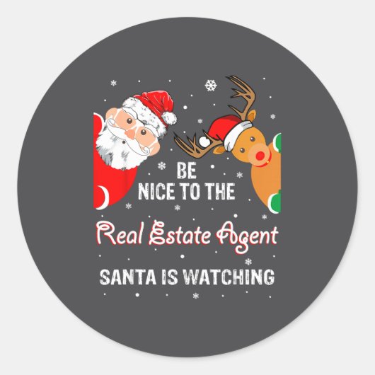 Christmas Be Nice To The Real Estate Agent Santa  ラウンドシール (正面)