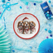 Christmas Beagle Dogs ペーパープレート (パーティー)