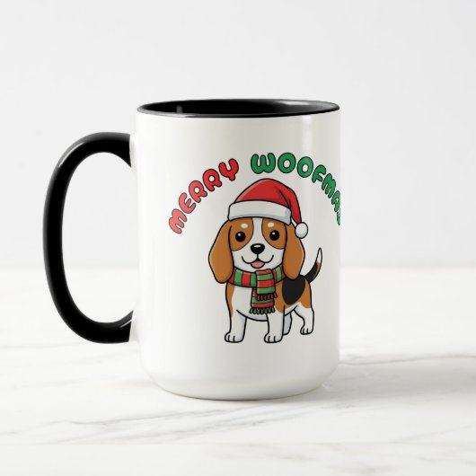 Christmas Beagle Mug: Merry Woofmas マグカップ (左)